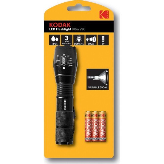 Kodak LED flashilight  IP64    Ultra 290   incl. 3 X AA