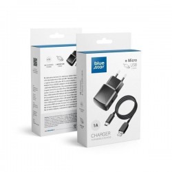 Blue Star micro USB Cable and Wall Adapter Μαύρο (ML003549)