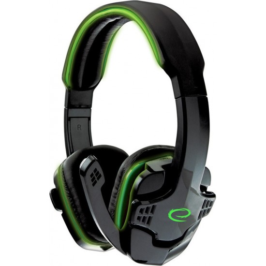 Esperanza Raven Over Ear Gaming Headset με σύνδεση 2x3.5mm Πράσινο