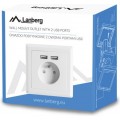 Lanberg Μονή Χωνευτή Πρίζα Ρεύματος με 2 Θύρες USB Λευκή