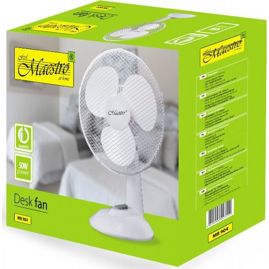 Maestro MR 904 Επιτραπέζιος Ανεμιστήρας 50W Διαμέτρου 30cm  λευκος