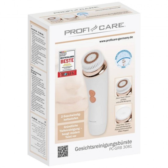 ProfiCare PC-GRB 3081 Facial Cleansing Brush, Face Brush for Thorough Deep Cleansing 2-Stage Rotation  white
