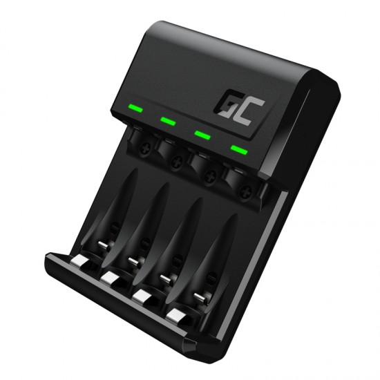 Green Cell GRADGC01 VitalCharger charger for AA/AAA batteries Micro-USB+USB-C black