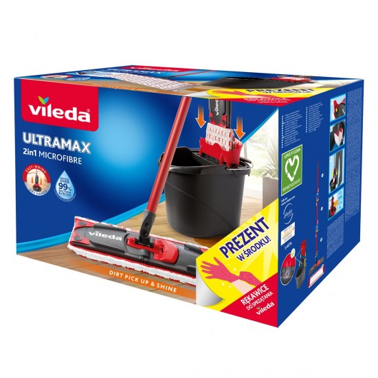 Vileda Ultramax Box mop + free gloves  black/red