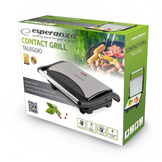 Grill electric tabletop Esperanza Taleggio EKG006 (contact; 750W; inox color)