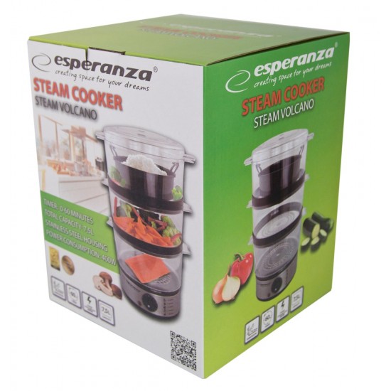 Food steamer Esperanza STEAM VOLCANO EKG009 (7 litres; transparent color)