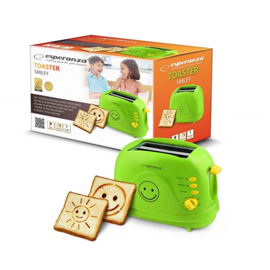 Toaster Esperanza SMILEY EKT003 (750W; green color)