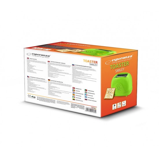 Toaster Esperanza SMILEY EKT003 (750W; green color)