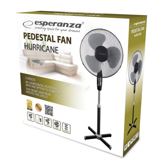 Esperanza EHF001KE, 16 '' standing fan, Black and Gray