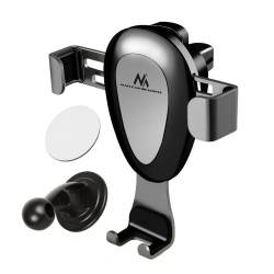 Maclean car phone holder, universal, for the ventilation grille, gravity, max. center distance 90mm, MC-324, silver/black