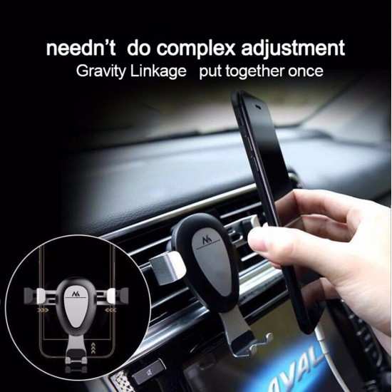 Maclean car phone holder, universal, for the ventilation grille, gravity, max. center distance 90mm, MC-324, silver/black