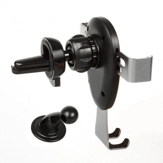 Maclean car phone holder, universal, for the ventilation grille, gravity, max. center distance 90mm, MC-324, silver/black