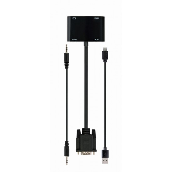 Gembird A-VGA-HDMI-02 video cable adapter 0.15 m HDMI + VGA (D-Sub) VGA (D-Sub) Black