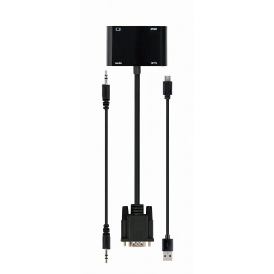 Gembird A-VGA-HDMI-02 video cable adapter 0.15 m HDMI + VGA (D-Sub) VGA (D-Sub) Black