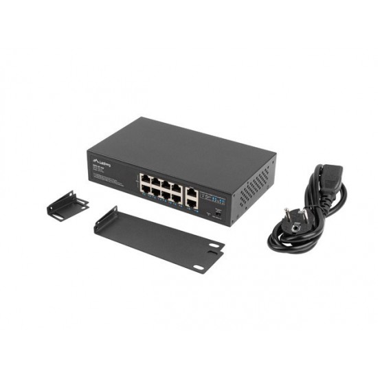 Lanberg Switch PoE+ Rack 10"/19"  RSFE-8P-2GE-120