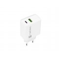 NATEC USB CHARGER RIBERA USB-A+USB-C 20W PD WHITE