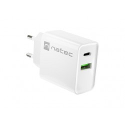 NATEC USB CHARGER RIBERA USB-A+USB-C 20W PD WHITE