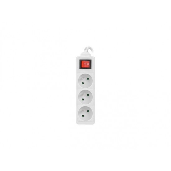 LANBERG POWER STRIP 3M WHITE, 3X 230V PL, WITH SWITCH