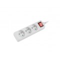 LANBERG POWER STRIP 3M WHITE, 3X 230V PL, WITH SWITCH