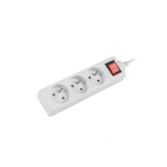 LANBERG POWER STRIP 3M WHITE, 3X 230V PL, WITH SWITCH