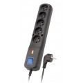 LESTAR LV530W 2,5M surge protector 5 AC outlet(s) Black, Grey 2.5 m