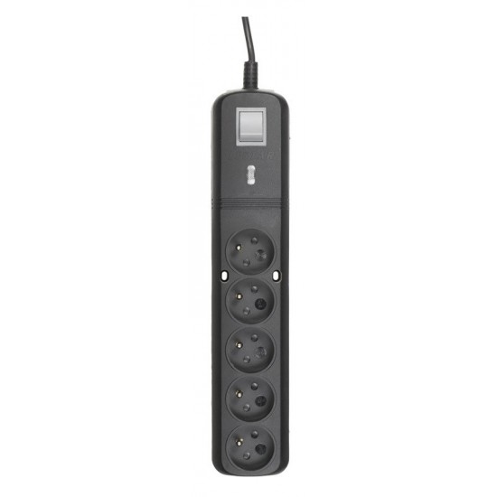 LESTAR LV530W 2,5M surge protector 5 AC outlet(s) Black, Grey 2.5 m