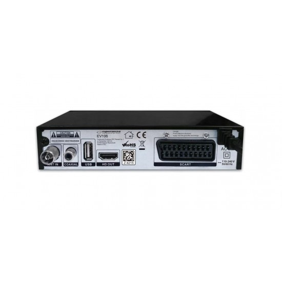 Esperanza EV106R Digital DVB-T2 H.265/HEVC tuner, Black