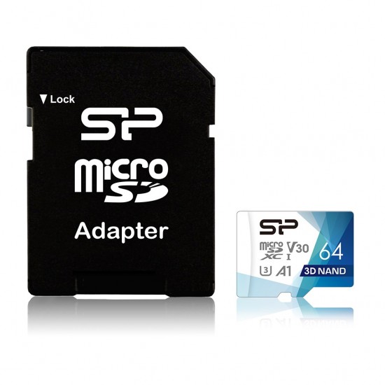 Silicon Power Superior Pro memory card 64 GB MicroSDXC Class 10 UHS-III   blue/white